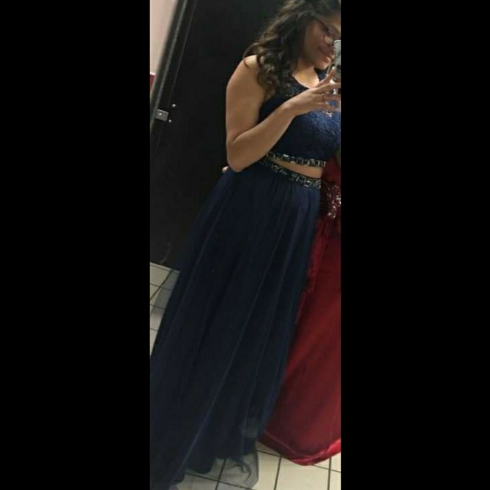 Royal blue two piece Formal dress